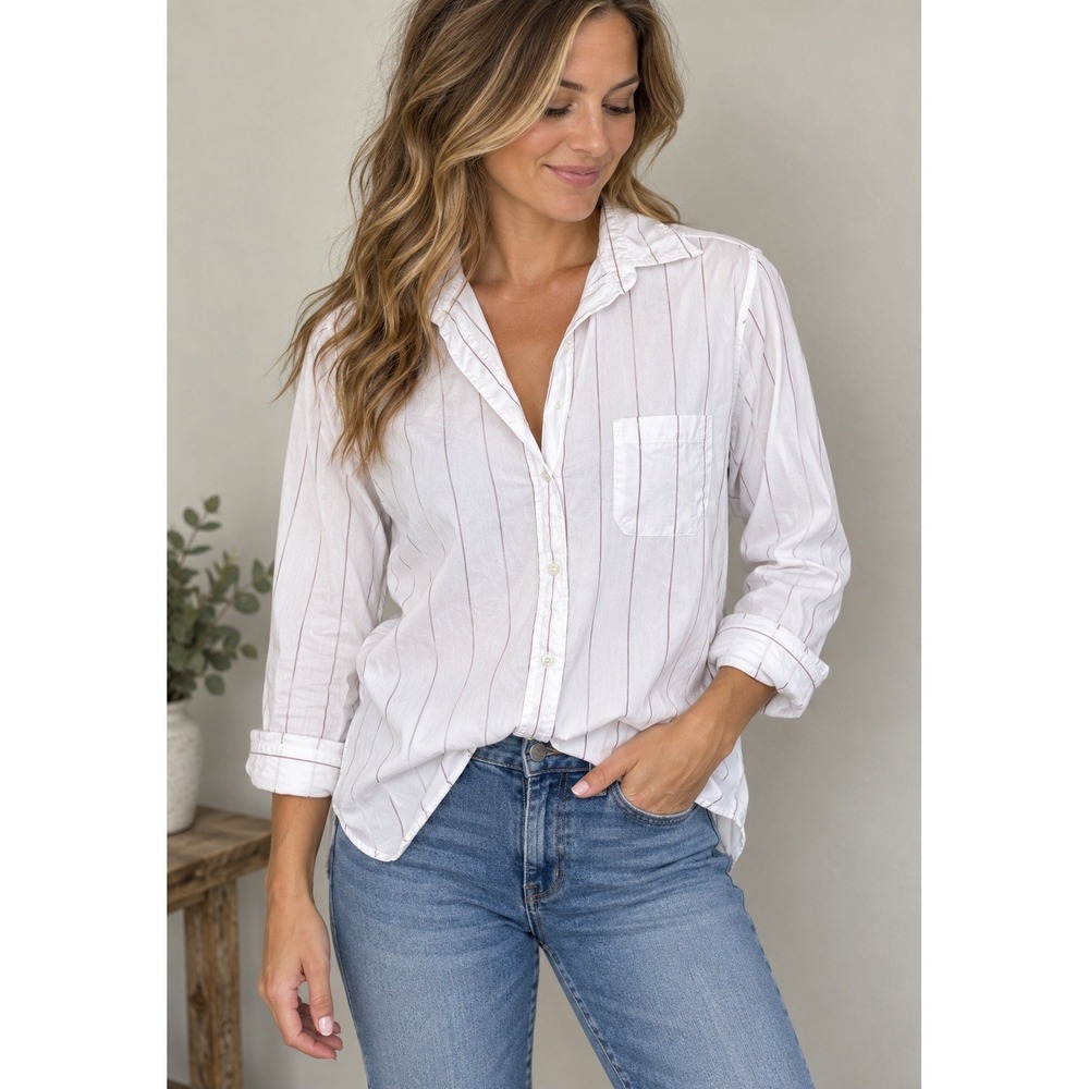 Grayson The Hero Striped Cotton Button Down Shirt Women's Size 1/XS Long Sleeve